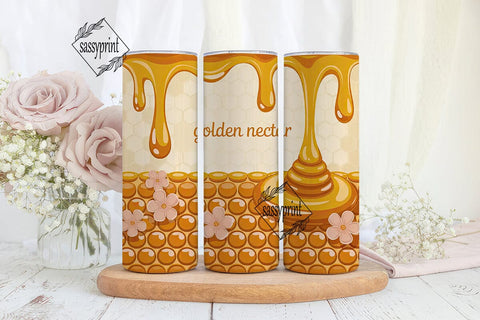 Honeycomb Honey Drip 20oz Tumbler Wrap Sublimation sassyprint 