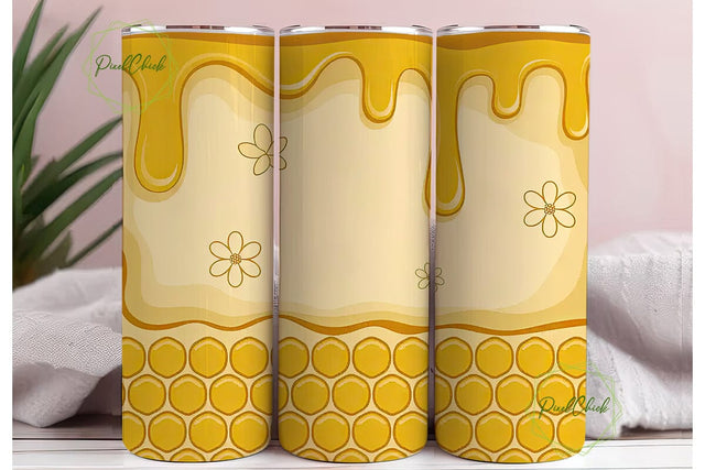 Honeycomb Honey Drips 20oz Tumbler Wrap Sublimation PixelChick 