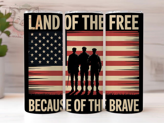 Honor & Freedom Memorial Day Tumbler, Patriotic Tumbler Design, Because Of The Brave Wrap, Military Tribute Tumbler, 4th Of July Sublimation, Veteran Tumbler Wrap, Land Of The Free Tumbler Sublimation Lara' s Designs 