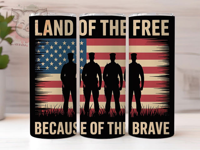 Honor & Freedom Memorial Day Tumbler, Patriotic Tumbler Design, Because Of The Brave Wrap, Military Tribute Tumbler, 4th Of July Sublimation, Veteran Tumbler Wrap, Land Of The Free Tumbler Sublimation Lara' s Designs 