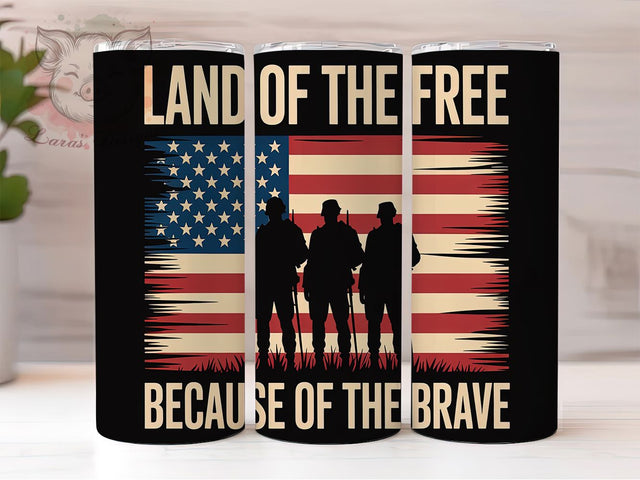 Honor & Freedom Memorial Day Tumbler, Patriotic Tumbler Design, Because Of The Brave Wrap, Military Tribute Tumbler, 4th Of July Sublimation, Veteran Tumbler Wrap, Land Of The Free Tumbler Sublimation Lara' s Designs 