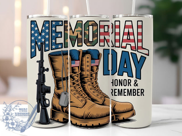 Honor Remember 20oz Tumbler, Honor And Remember Quote, Sublimation Tumbler Wrap, 20oz Tumbler, American Flag Design, Military Boots Art, Patriotic Gift Sublimation ToriDesigns 