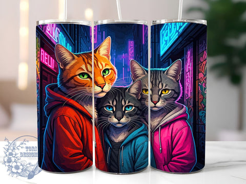 Hoodie Cat 20oz Tumbler, Hoodie Cat Design, 20oz Tumbler Wrap, Sublimation Tumbler, Cute Cat Gift, Pet Lover Tumbler, Feline Themed Tumbler Sublimation ToriDesigns 