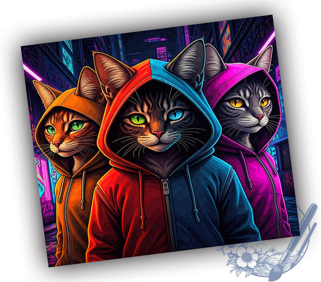 Hoodie Cat 20oz Tumbler, Hoodie Cat Design, 20oz Tumbler Wrap, Sublimation Tumbler, Cute Cat Gift, Pet Lover Tumbler, Feline Themed Tumbler Sublimation ToriDesigns 