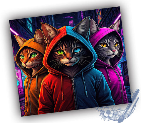 Hoodie Cat 20oz Tumbler, Hoodie Cat Design, 20oz Tumbler Wrap, Sublimation Tumbler, Cute Cat Gift, Pet Lover Tumbler, Feline Themed Tumbler Sublimation ToriDesigns 