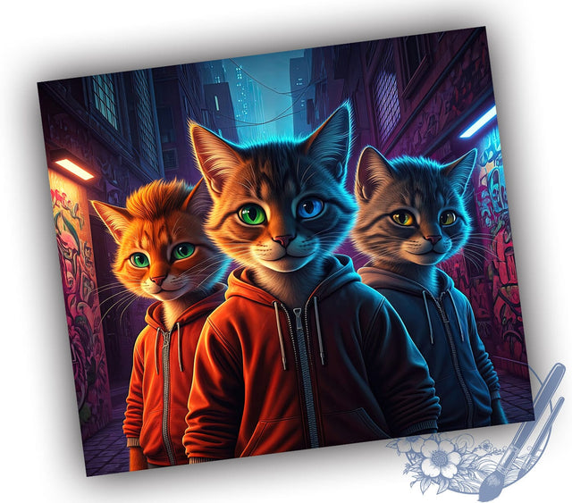 Hoodie Cat 20oz Tumbler, Hoodie Cat Design, 20oz Tumbler Wrap, Sublimation Tumbler, Cute Cat Gift, Pet Lover Tumbler, Feline Themed Tumbler Sublimation ToriDesigns 