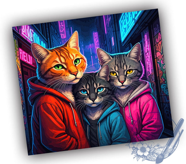 Hoodie Cat 20oz Tumbler, Hoodie Cat Design, 20oz Tumbler Wrap, Sublimation Tumbler, Cute Cat Gift, Pet Lover Tumbler, Feline Themed Tumbler Sublimation ToriDesigns 