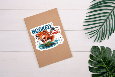 Hooked on fishing Sticker Design Sublimation Regulrcrative 