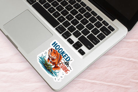Hooked on fishing Sticker Design Sublimation Regulrcrative 