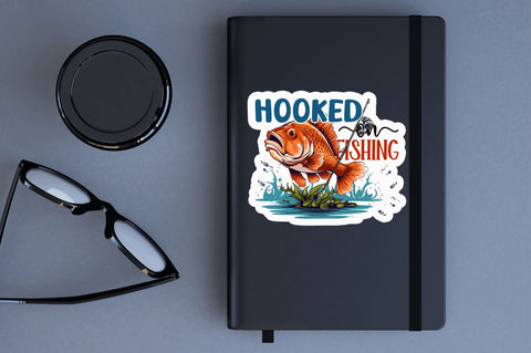 Hooked on fishing Sticker Design Sublimation Regulrcrative 