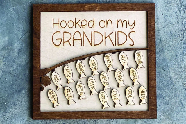 Hooked on Grandkids SVG | Fishing Grandpa Laser Design | Laser Cut Grandparent File | Cricut Silhouette Compatible SVG The SVG Stop 