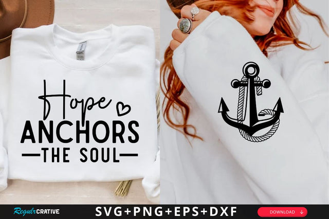 Hope Anchors the Soul Sleeve SVG Design, Christian Sleeve SVG, Faith SVG Design, Jesus Sleeve SVG SVG Regulrcrative 