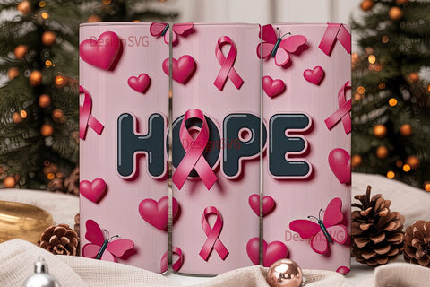 Hope Breast Cancer Awareness Tumbler Sublimation DesignSVG 