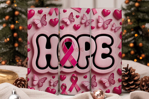 Hope Breast Cancer Awareness Tumbler Sublimation DesignSVG 