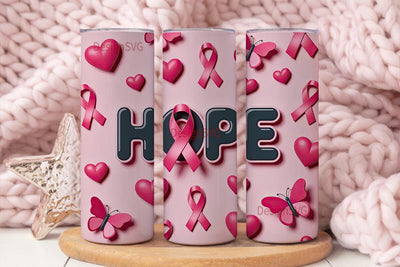 Hope Breast Cancer Awareness Tumbler Sublimation DesignSVG 
