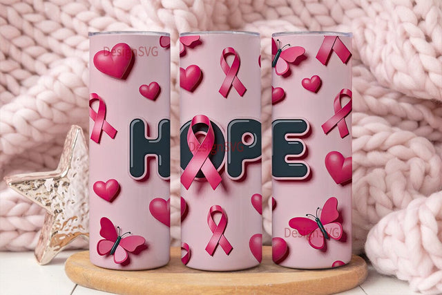Hope Breast Cancer Awareness Tumbler Sublimation DesignSVG 