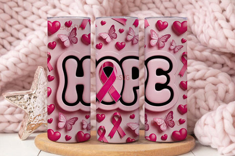 Hope Breast Cancer Awareness Tumbler Sublimation DesignSVG 