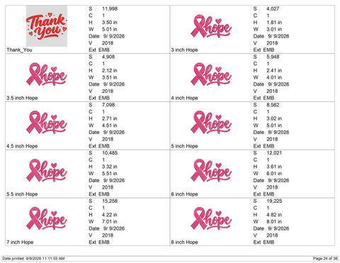 Hope Breast Cancer Ribbon Embroidery Design – Pink Ribbon Hope Machine Embroidery File, Breast Cancer Awareness Design Embroidery/Applique DESIGNS PatternFeed8 