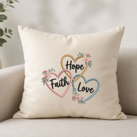 Hope Faith Love Hearts Machine Embroidery Design – Floral Christian Inspirational Embroidery File Embroidery/Applique DESIGNS PatternFeed8 