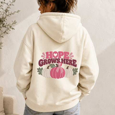 Hope Grows Here Breast Cancer Embroidery Design – Pink Ribbon Pumpkin Fall Awareness Machine Embroidery File Embroidery/Applique DESIGNS PatternFeed8 