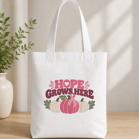 Hope Grows Here Breast Cancer Embroidery Design – Pink Ribbon Pumpkin Fall Awareness Machine Embroidery File Embroidery/Applique DESIGNS PatternFeed8 