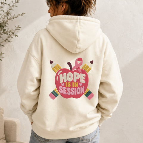 Hope Is in Session Breast Cancer Teacher Embroidery Design – Pink Ribbon Apple Pencil School Machine Embroidery File Embroidery/Applique DESIGNS PatternFeed8 