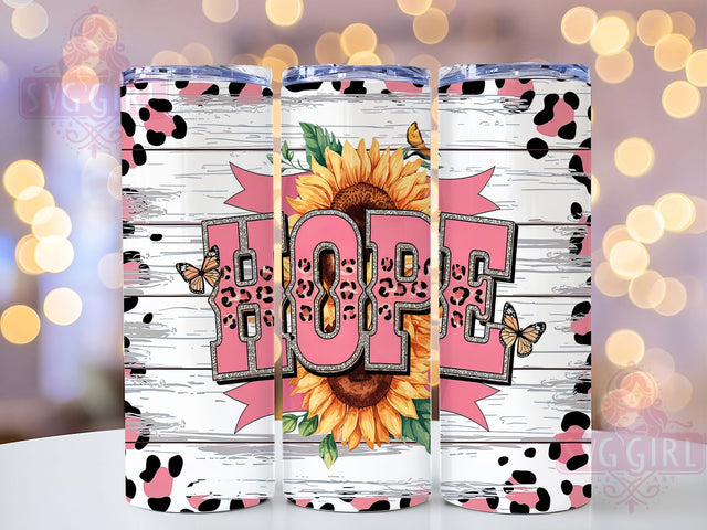 Hope Pink Ribbon Awareness Tumbler, Hope Pink Ribbon Tumbler, 20oz Sublimation Tumbler, Cancer Survivor Gift, Support Fighter Tumbler, Inspirational Pink Tumbler, Strength and Hope Design Sublimation SvggirlplusArt 