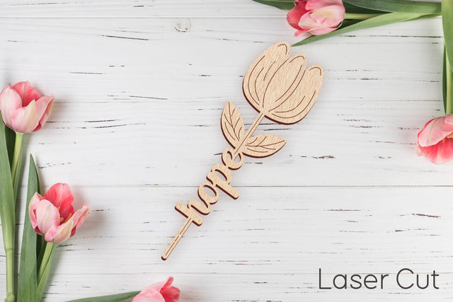 Hope sign svg, Tulip flowers laser cut template SVG AnastasiyaArtDesign 