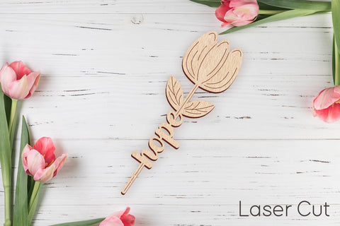 Hope sign svg, Tulip flowers laser cut template SVG AnastasiyaArtDesign 
