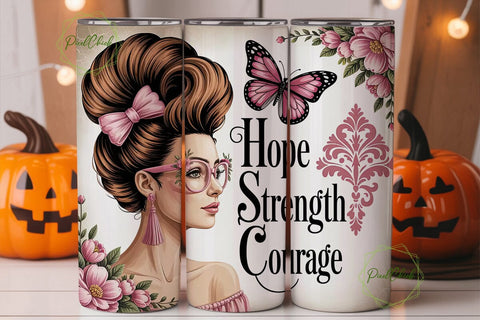 Hope Strength Courage Tumbler Wrap Sublimation PixelChick 
