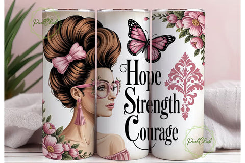 Hope Strength Courage Tumbler Wrap Sublimation PixelChick 