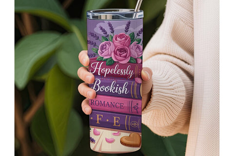 Hopelessly Bookish 20oz Tumbler Wrap Sublimation DesignSVG 