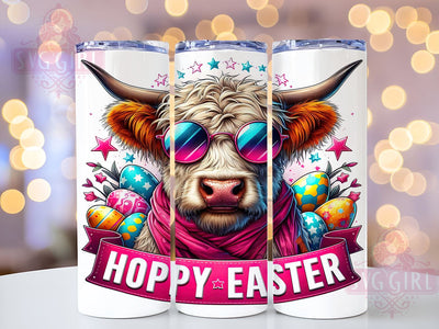 Hoppy Easter 20oz Tumbler Wrap Sublimation Design, Straight Tapered Tumbler Wrap, Easter Highland Cow Tumbler Png, Instant Digital Download Sublimation SvggirlplusArt 