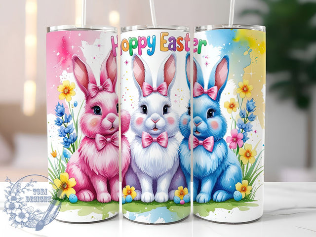 Hoppy Easter Bunny Spring Tumbler, Hoppy Easter Wrap, Spring Rabbit Cup, Cute Bunny Sublimation, Easter Eggs Mug, Pastel Bunny Design, Holiday Gift Tumbler Sublimation ToriDesigns 