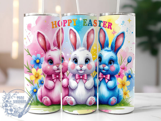Hoppy Easter Bunny Spring Tumbler, Hoppy Easter Wrap, Spring Rabbit Cup, Cute Bunny Sublimation, Easter Eggs Mug, Pastel Bunny Design, Holiday Gift Tumbler Sublimation ToriDesigns 