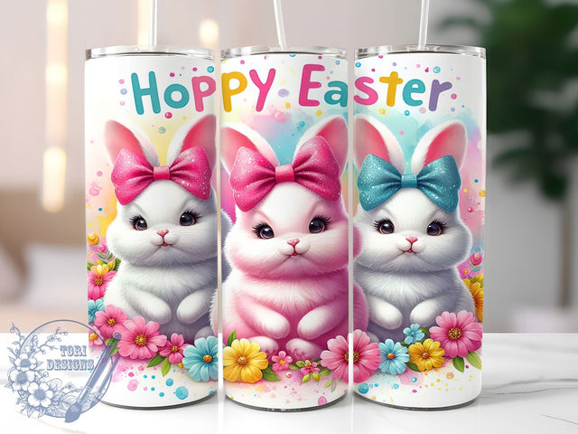 Hoppy Easter Bunny Spring Tumbler, Hoppy Easter Wrap, Spring Rabbit Cup, Cute Bunny Sublimation, Easter Eggs Mug, Pastel Bunny Design, Holiday Gift Tumbler Sublimation ToriDesigns 