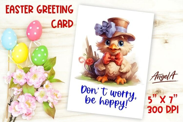 Hoppy Easter card printable / easter quote / easter chick Sublimation Angelina Semenova 