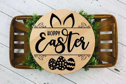 Hoppy Easter Farmhouse Round Sign SVG SVG CraftLabSVG 