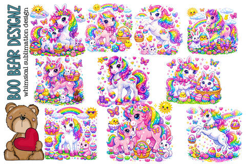Hoppy Easter Pony Parade Clipart Bundle Sublimation Boo Bear Designz 