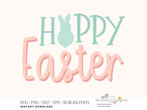 Hoppy Easter SVG – Cute Bunny Easter Cut File for DIY Crafts SVG Aja Nicole Designs 