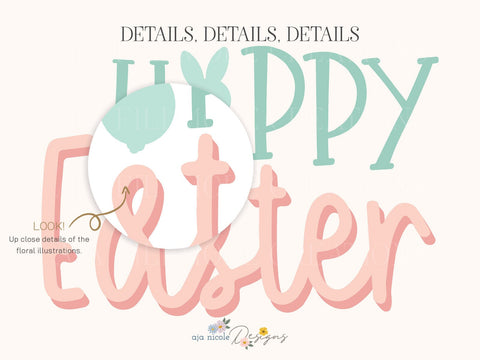 Hoppy Easter SVG – Cute Bunny Easter Cut File for DIY Crafts SVG Aja Nicole Designs 