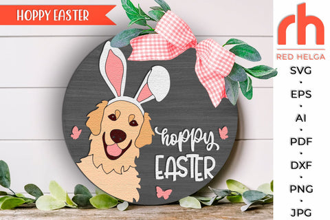 Hoppy Easter SVG, Layered Spring Door Sign Cut File SVG RedHelgaArt 