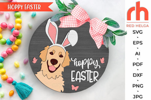 Hoppy Easter SVG, Layered Spring Door Sign Cut File SVG RedHelgaArt 