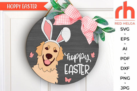 Hoppy Easter SVG, Layered Spring Door Sign Cut File SVG RedHelgaArt 