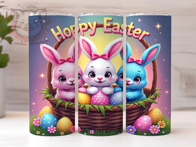 Hoppy Easter Tumbler, Vibrant Bunny Design, 20oz Sublimation Wrap, Colorful Easter Gift, Spring Drinkware, Cute Bunny Decor, Festive Holiday Tumbler Sublimation Lara' s Designs 