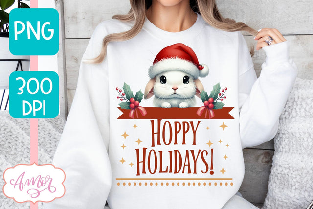 Hoppy Holidays PNG | Bunny lover sublimation design Sublimation Amorclipart 