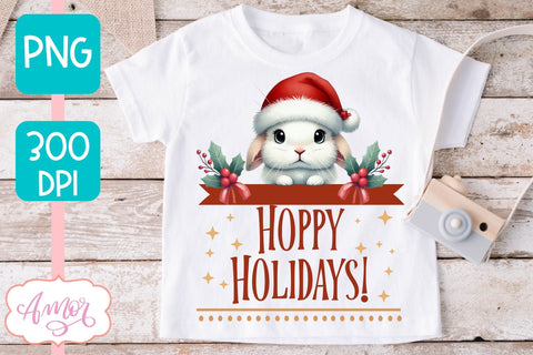 Hoppy Holidays PNG | Bunny lover sublimation design Sublimation Amorclipart 