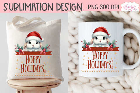 Hoppy Holidays PNG | Bunny lover sublimation design Sublimation Amorclipart 