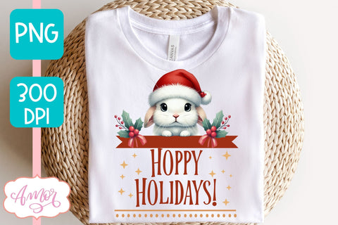Hoppy Holidays PNG | Bunny lover sublimation design Sublimation Amorclipart 