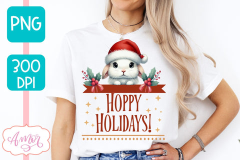 Hoppy Holidays PNG | Bunny lover sublimation design Sublimation Amorclipart 